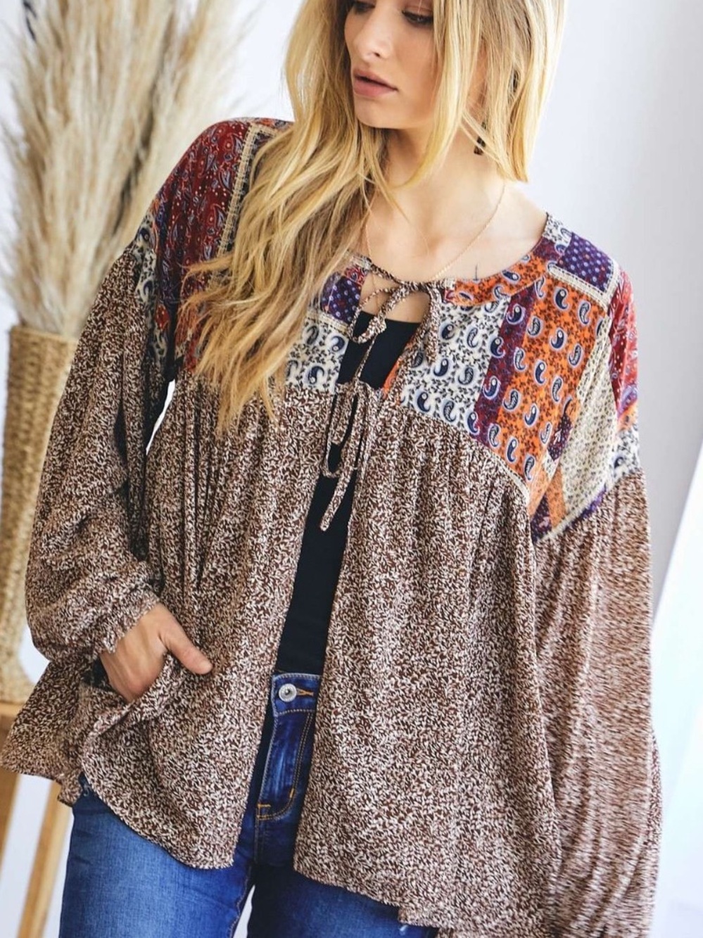 45 ❤️ 1X - 3X Davi & Dani PLUS PRINTED LONG
SLEEVE KIMONO
CARDIGAN